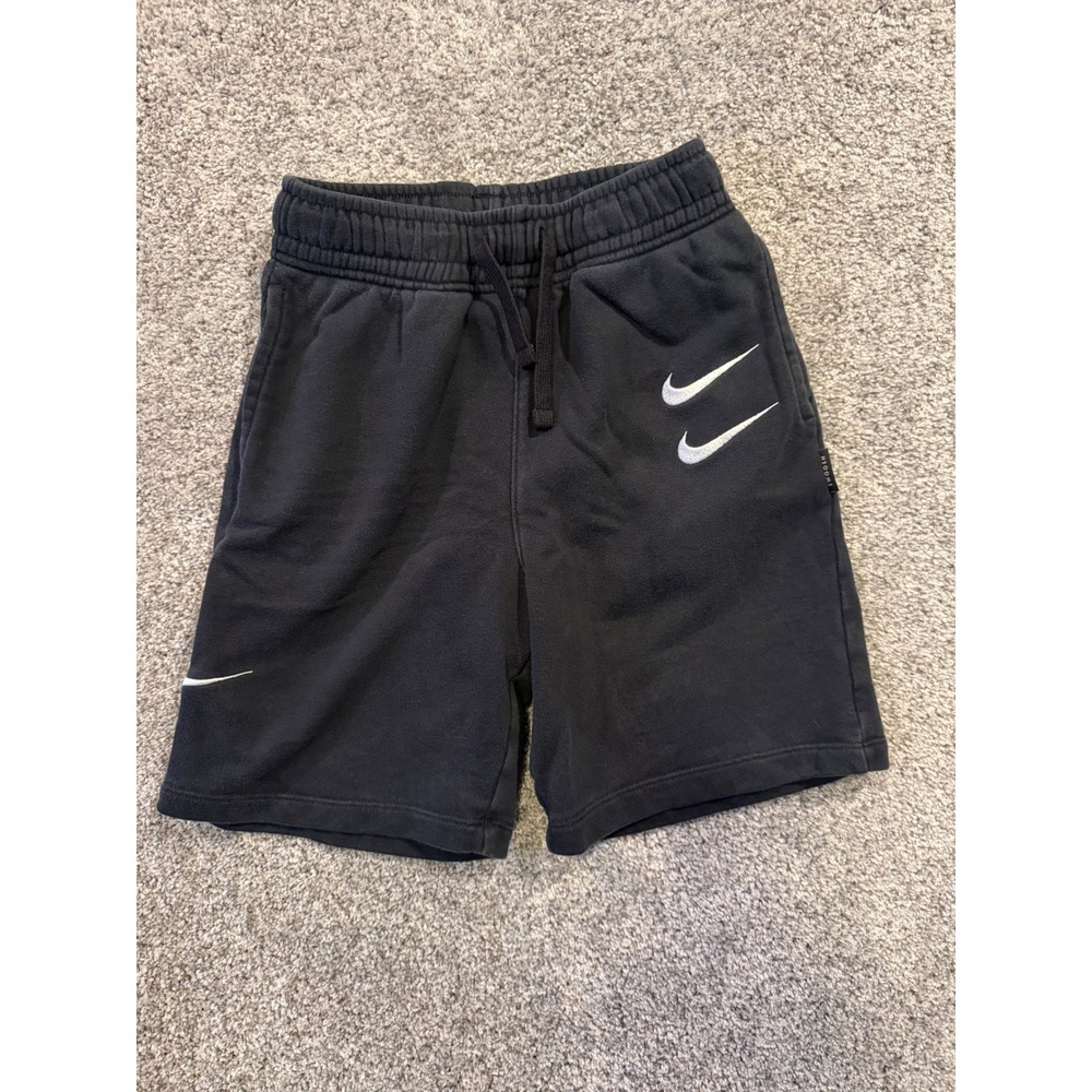 Nike Shorts Boys Large Black Swoosh Fleece Athletic Goddess of Victory Graphic